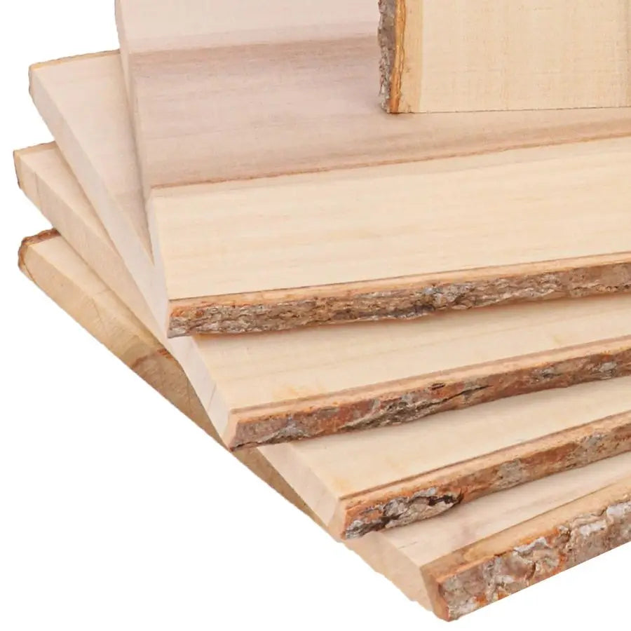 5-Pack Unfinished Wood Planks with Live Edge Bark