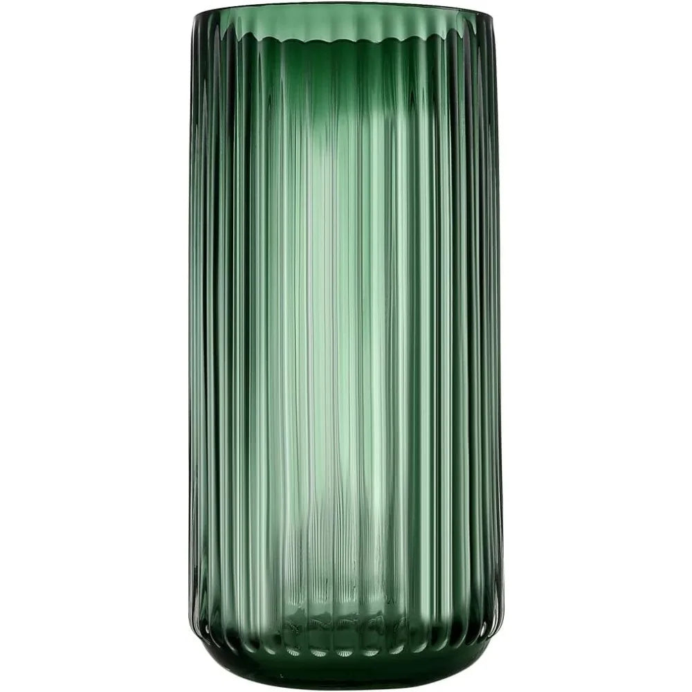 Ribbed Green Glass Vase
