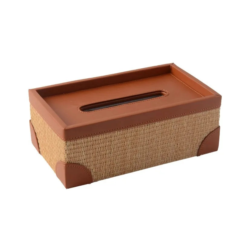 Rattan & Leather Desktop Accessories