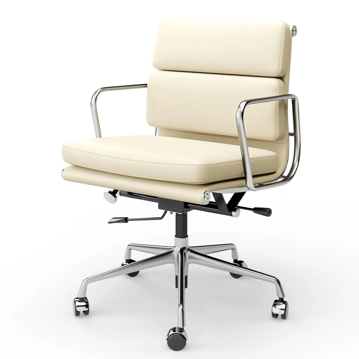 Padded-back Ergonomic Office Chair with Lumbar Support, Mid-back or High-back