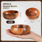 10-Piece Small Acacia Wood Bowls