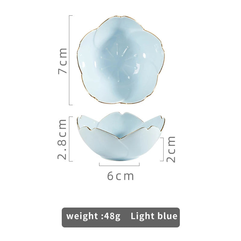 Japanese Sakura Ceramic Dish
 Cherry Blossom Kawaii Plate Sauce Dish Flower Bowl for Kitchen Sauce Vinegar Dishes