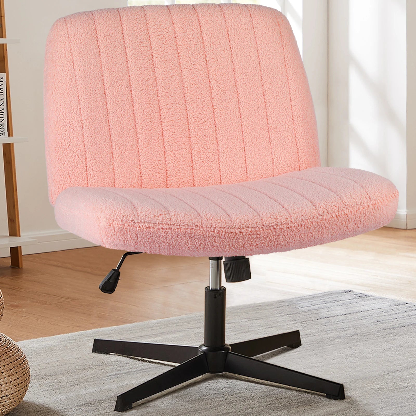 Wide, Adjustable Office Chair with Fabric Seat and Metal base