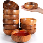 10-Piece Small Acacia Wood Bowls