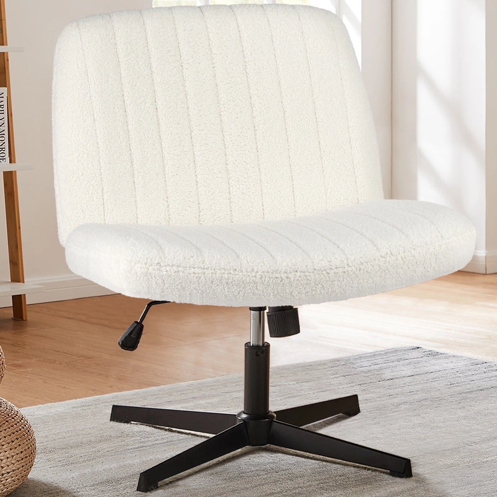 Wide, Adjustable Office Chair with Fabric Seat and Metal base