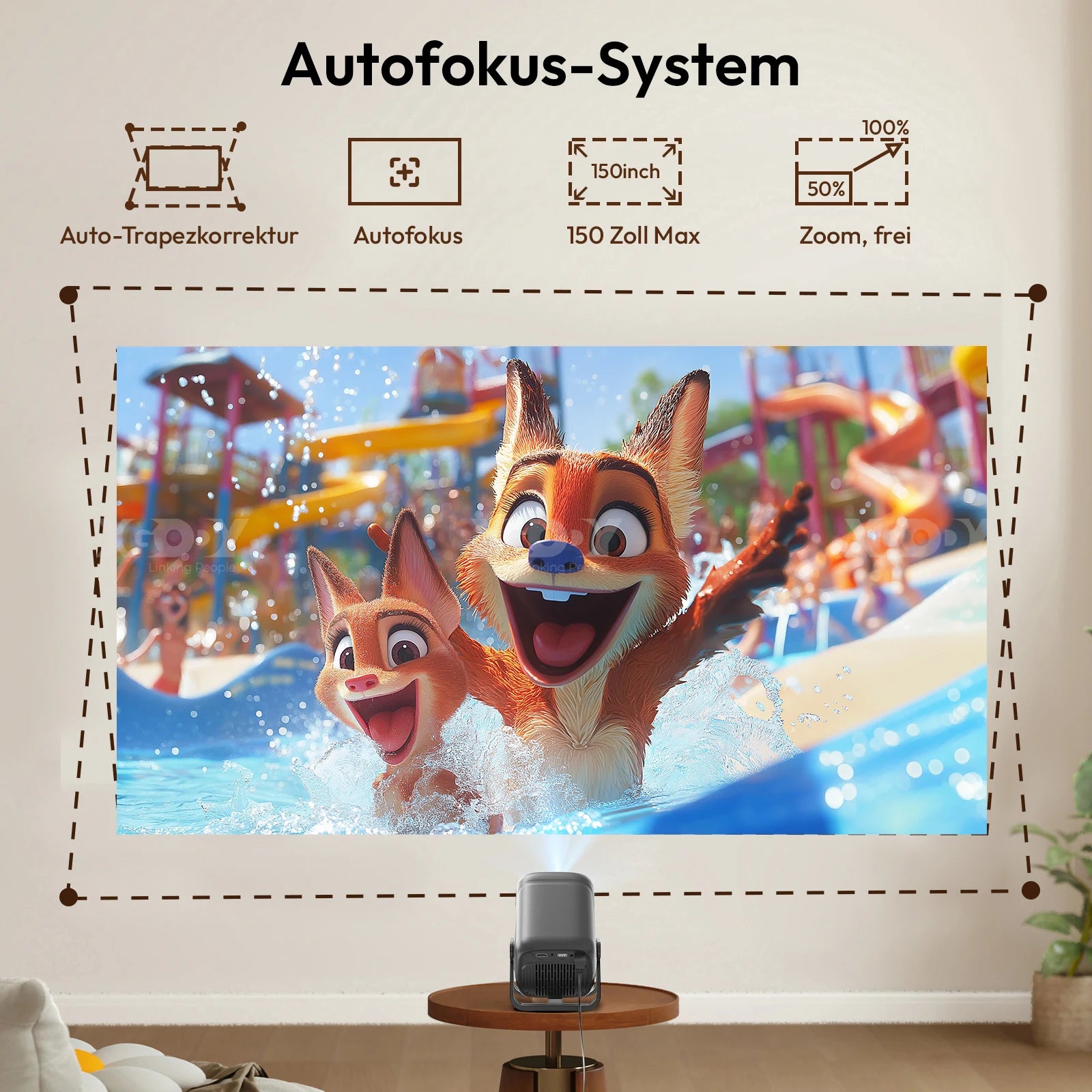 4K Portable Short Throw Projector