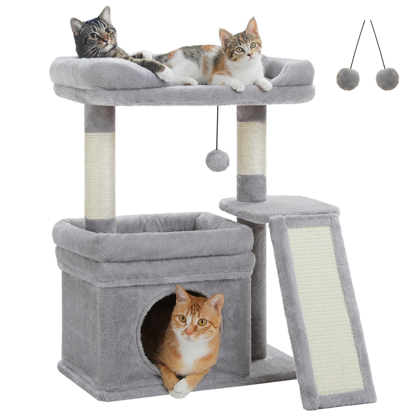 2-level Cat Tower with Sisal Scratching Post and Pad