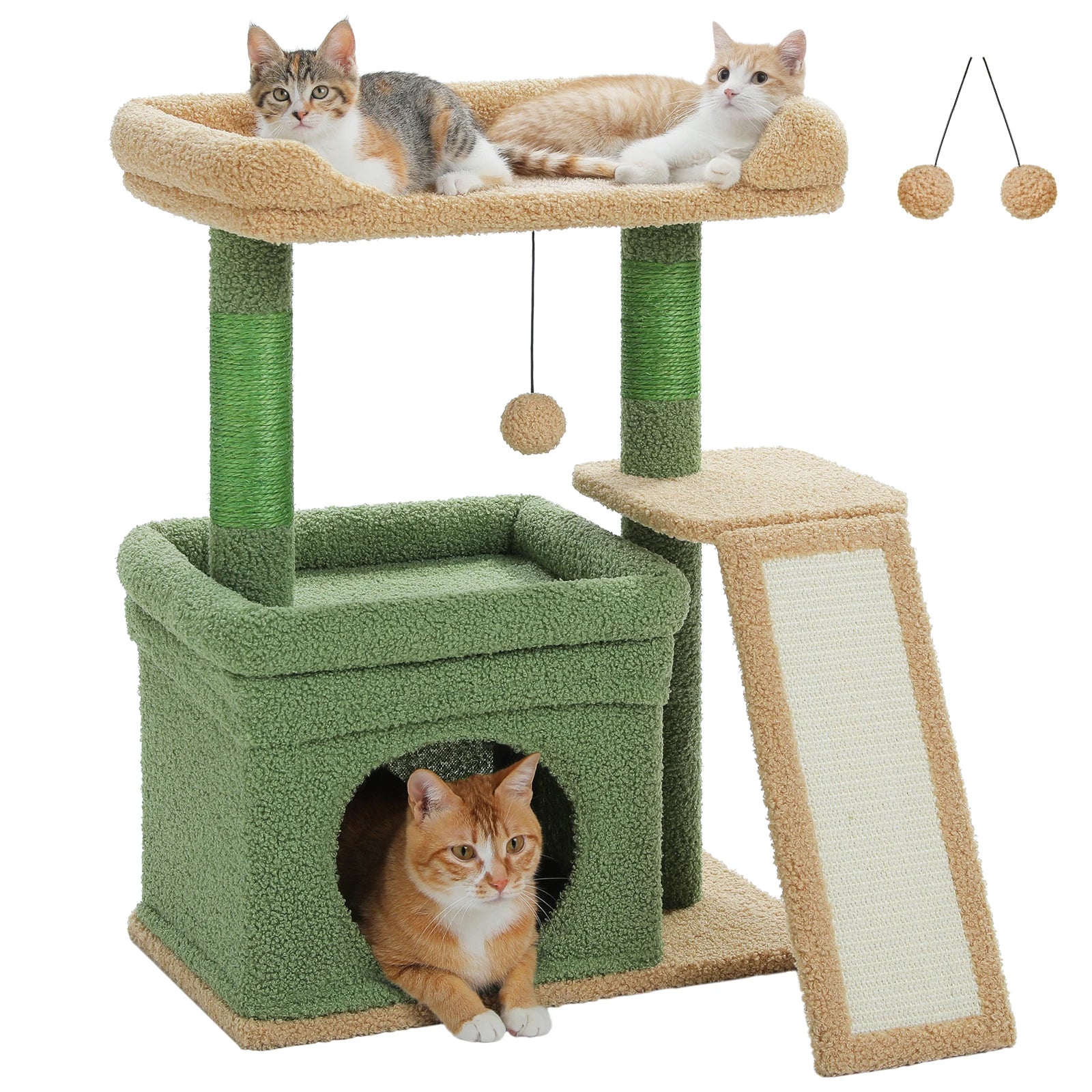 2-level Cat Tower with Sisal Scratching Post and Pad