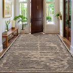 Modern, Striped Low-Pile Area Rug with Padding
