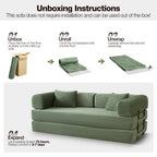 5-in-1 Modular Convertible Sofa Sleeper and Lounger with Structural Frame