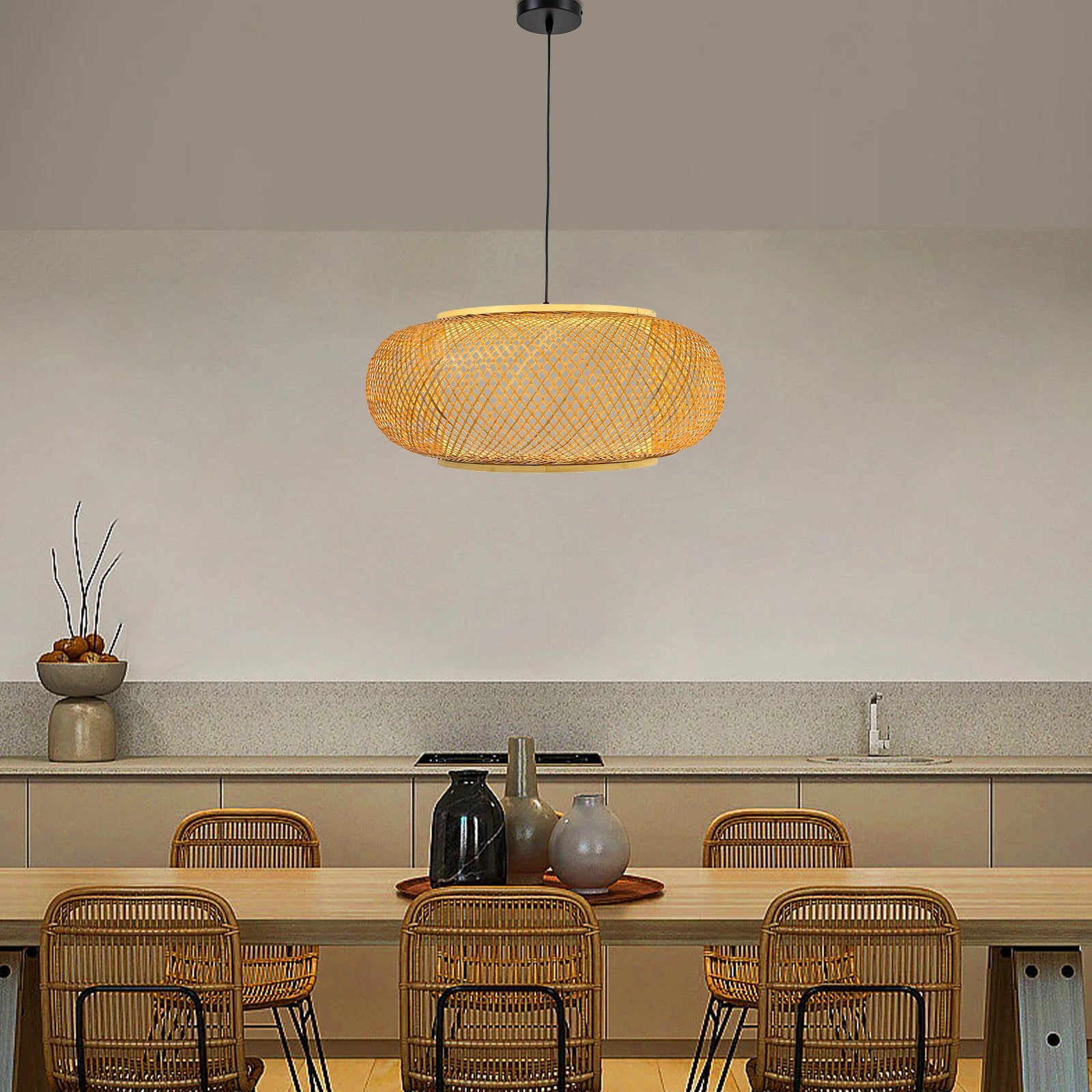 Large Wicker Pendant Lamp