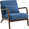 Mid-Century Modern Armchair with Solid Wood Frame and Cushion