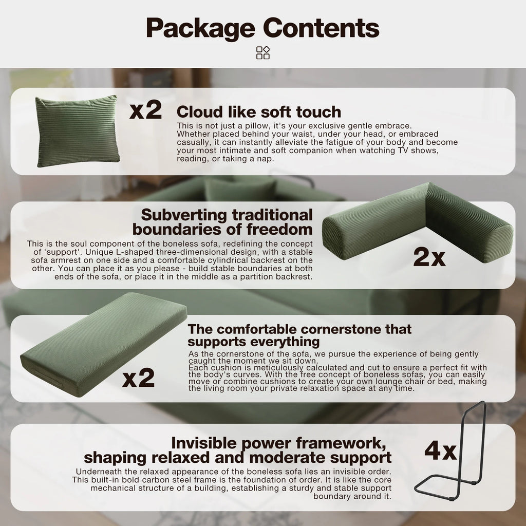 5-in-1 Modular Convertible Sofa Sleeper and Lounger with Structural Frame