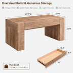 Modern Solid Wood Coffee Table with Hidden Storage Drawer