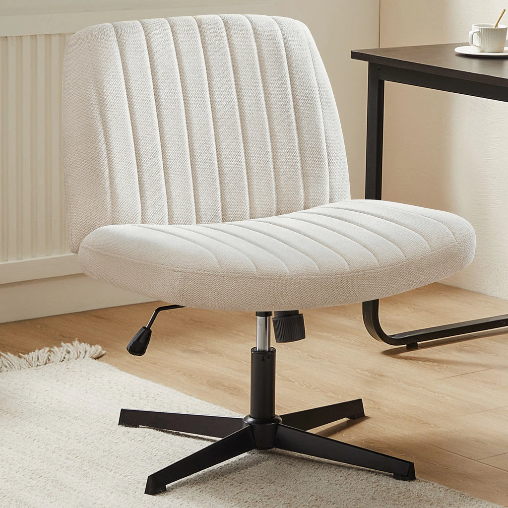 Wide, Adjustable Office Chair with Fabric Seat and Metal base