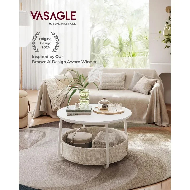 Round Metal Coffee Table with Storage