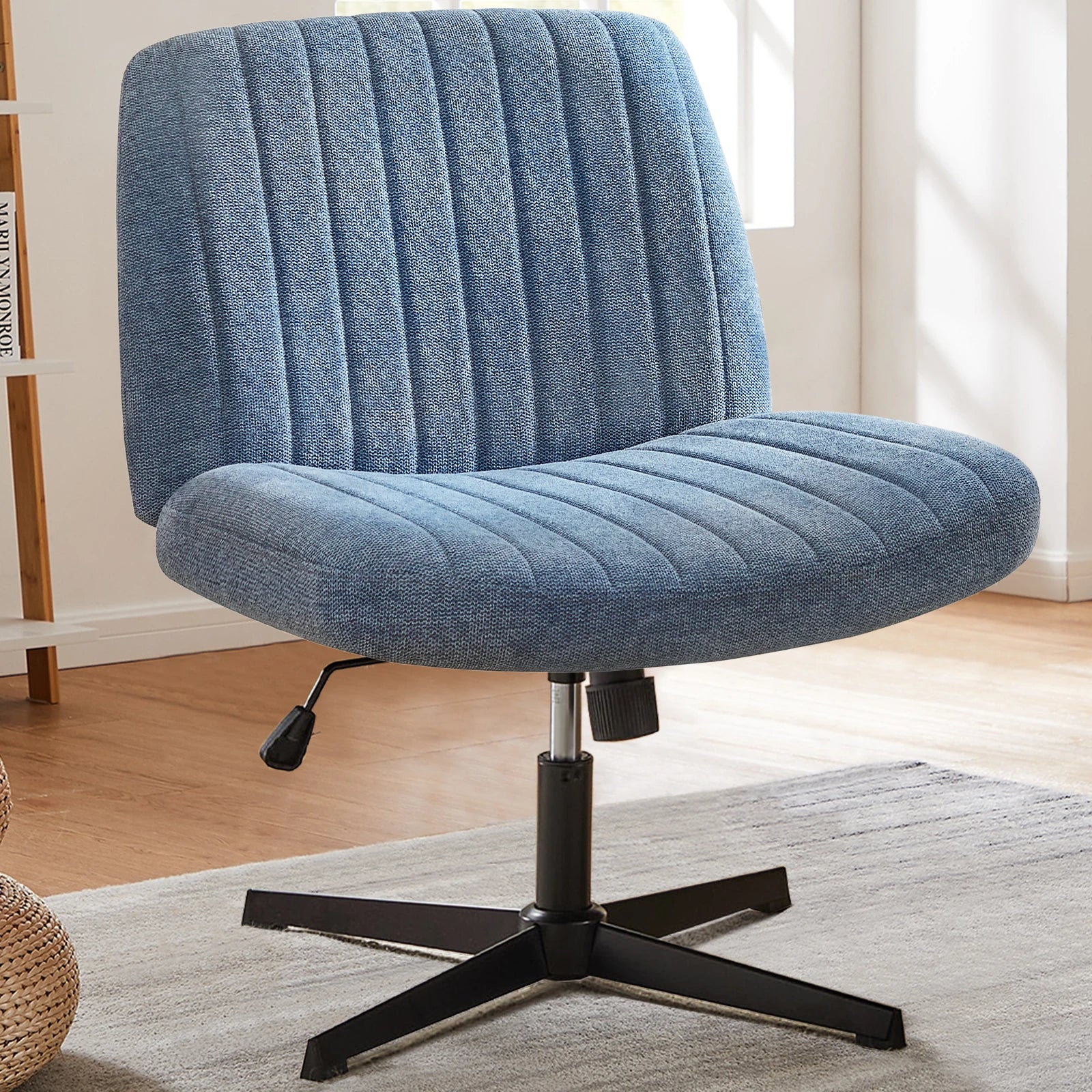 Wide, Adjustable Office Chair with Fabric Seat and Metal base
