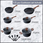 15 Pc Hammered Nonstick Cookware Set