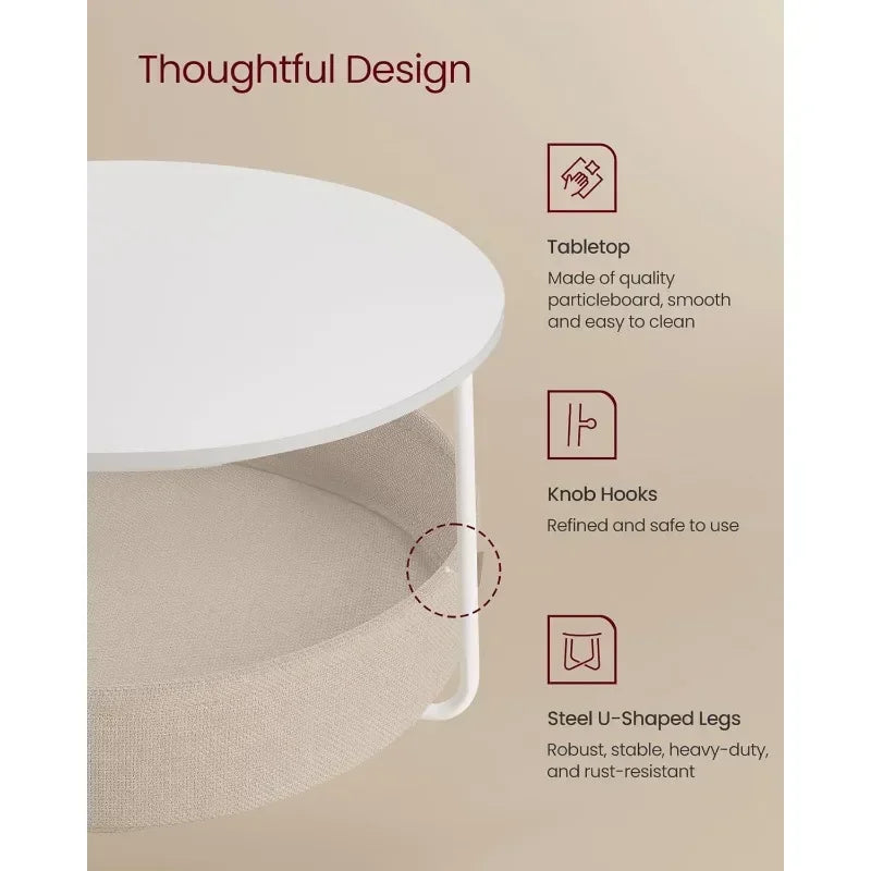 Round Metal Coffee Table with Storage