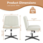 Wide, Adjustable Office Chair with Fabric Seat and Metal base