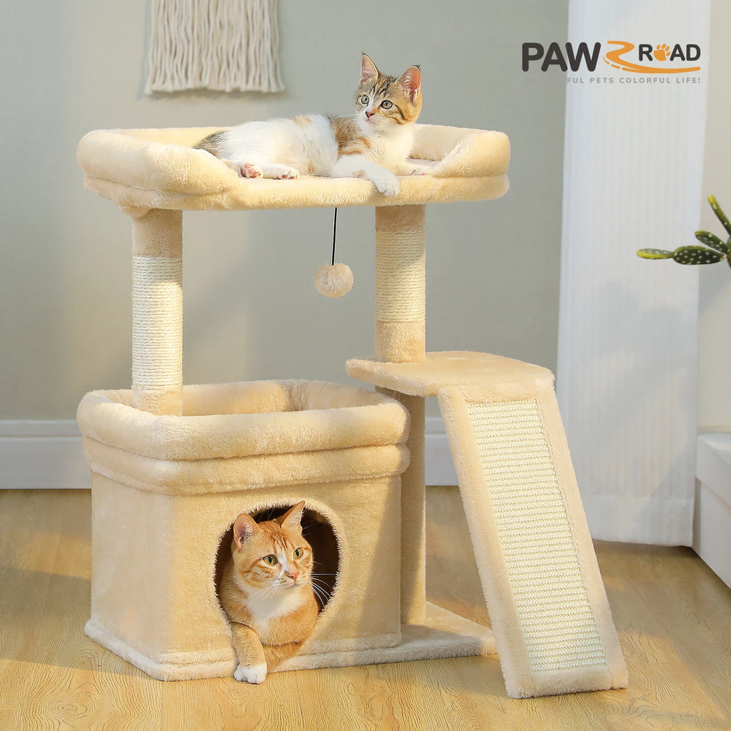 2-level Cat Tower with Sisal Scratching Post and Pad
