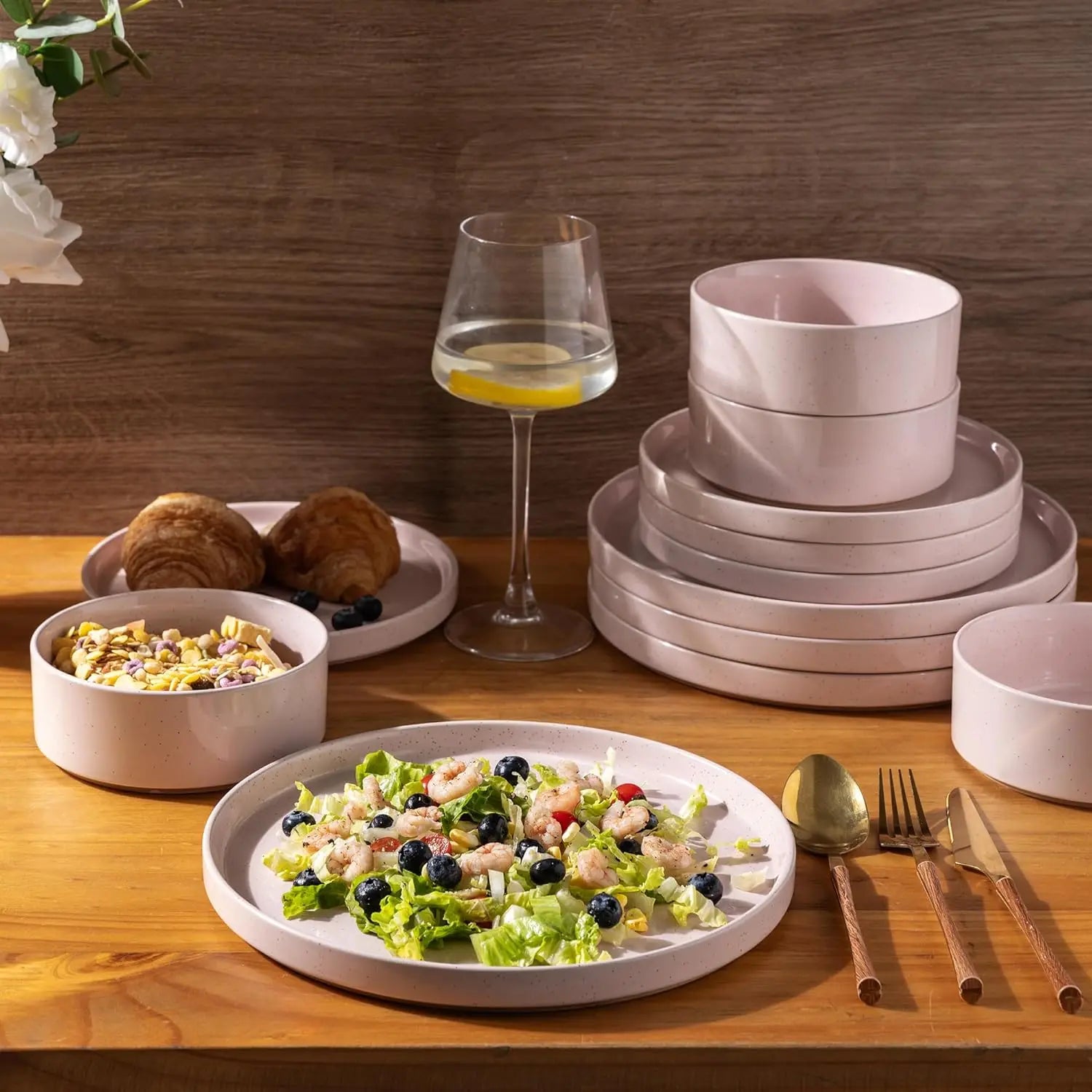 Speckled Ceramic Dinnerware Set for 4