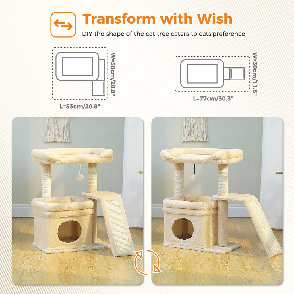 2-level Cat Tower with Sisal Scratching Post and Pad