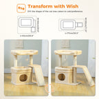 2-level Cat Tower with Sisal Scratching Post and Pad