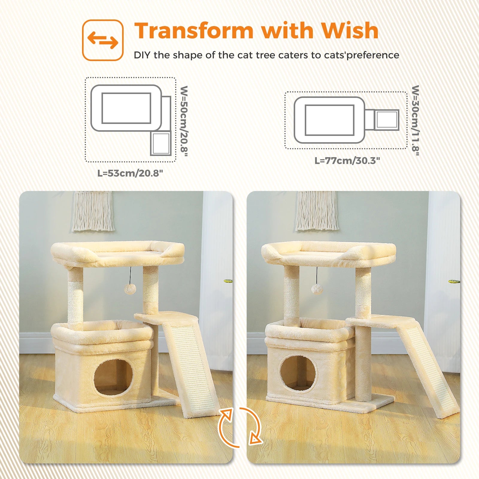 2-level Cat Tower with Sisal Scratching Post and Pad