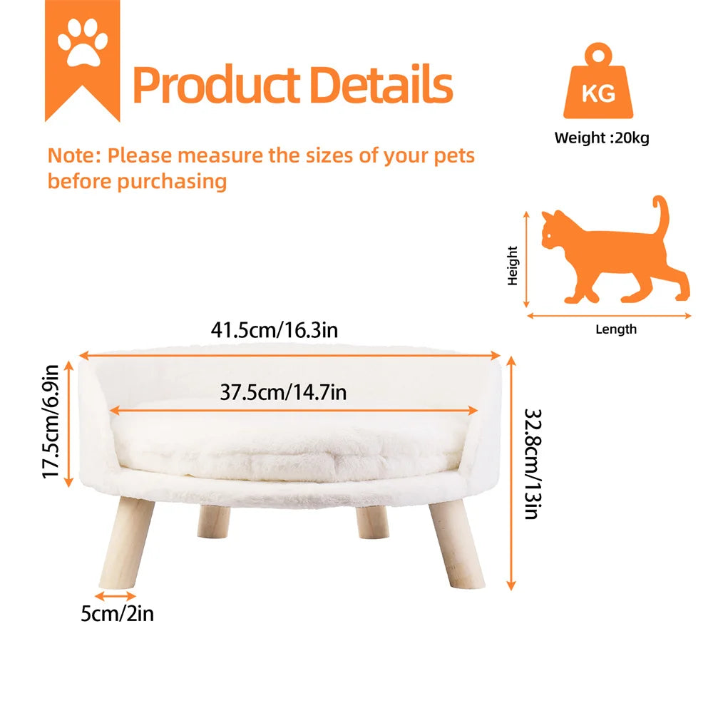 Ultra Soft Elevated Dog Cat Sofa Bed Couch Pet Puppy Chair Backrest Stool Seat Lounger with Removable Waterproof Padded Cushion
Elevated Pet Bed with Backrest