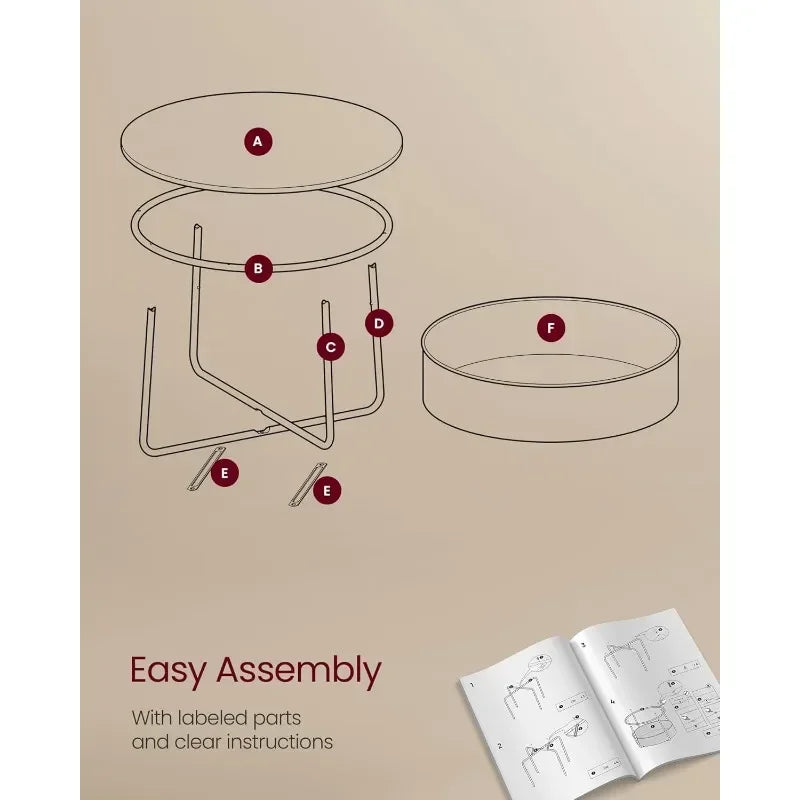 Round Metal Coffee Table with Storage