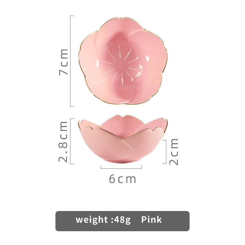 Japanese Sakura Ceramic Dish
 Cherry Blossom Kawaii Plate Sauce Dish Flower Bowl for Kitchen Sauce Vinegar Dishes