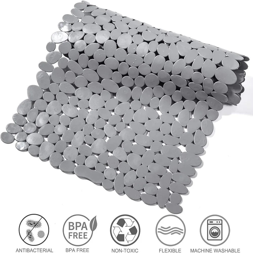 Non-Slip Bath and Shower Mat with Pebble Design