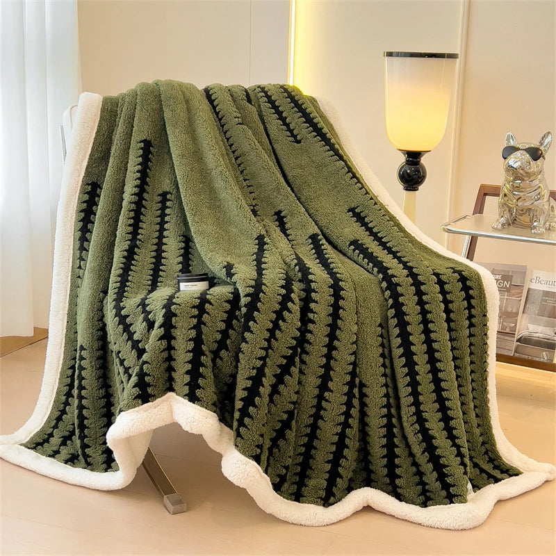 Cozy Plush Fleece Blanket with Spruce Design