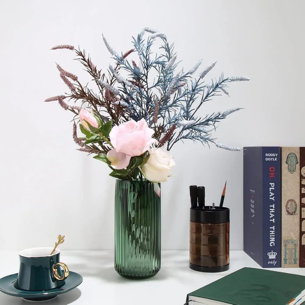 Ribbed Green Glass Vase