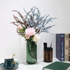 Ribbed Green Glass Vase