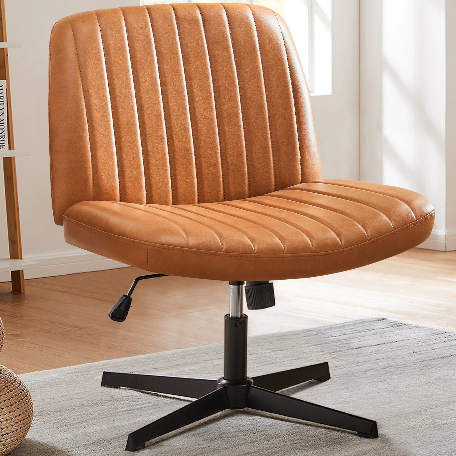 Wide, Adjustable Office Chair with Fabric Seat and Metal base