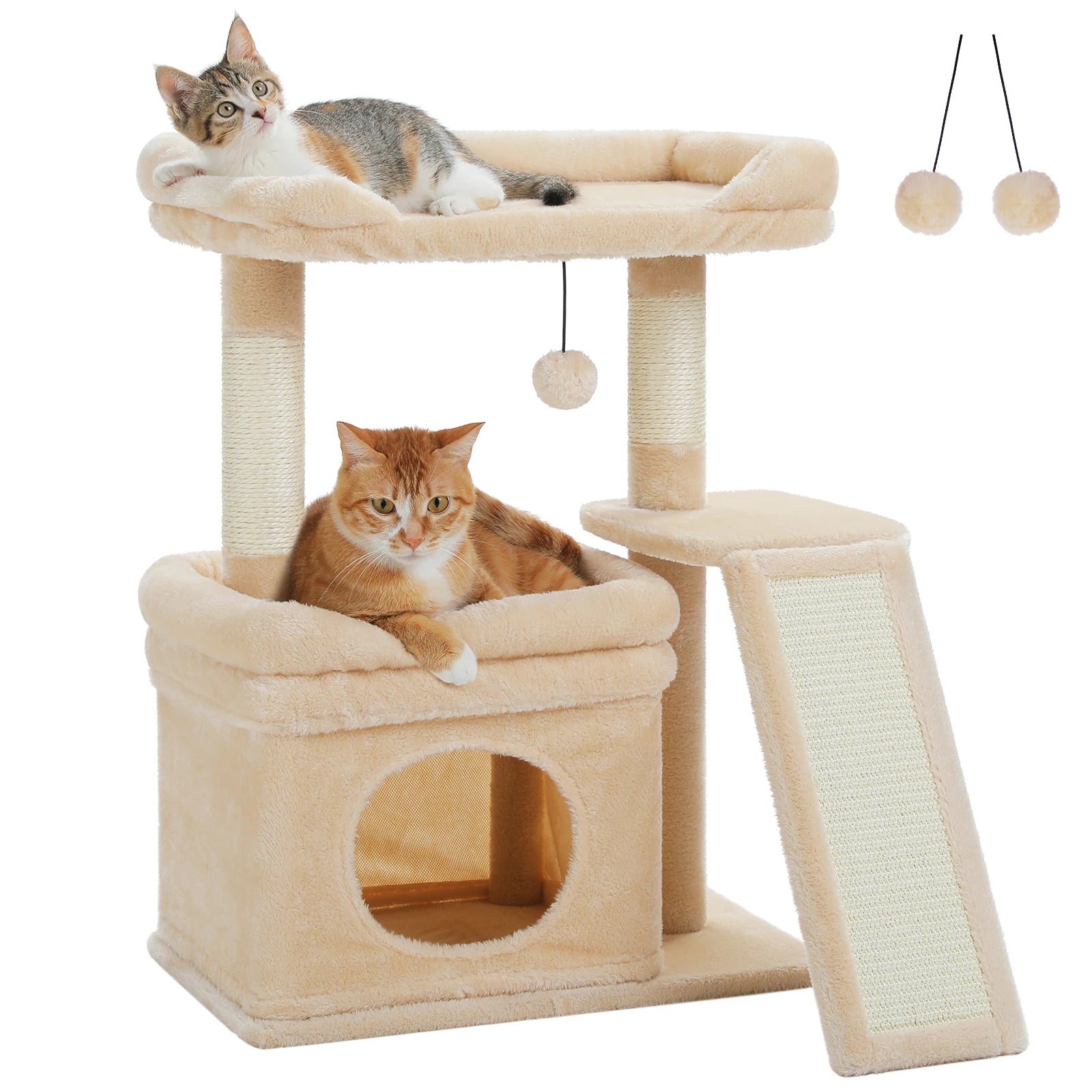 2-level Cat Tower with Sisal Scratching Post and Pad