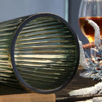 Ribbed Green Glass Vase