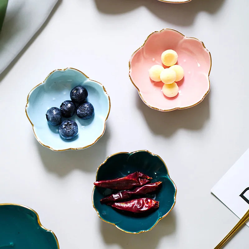 Japanese Sakura Ceramic Dish
 Cherry Blossom Kawaii Plate Sauce Dish Flower Bowl for Kitchen Sauce Vinegar Dishes