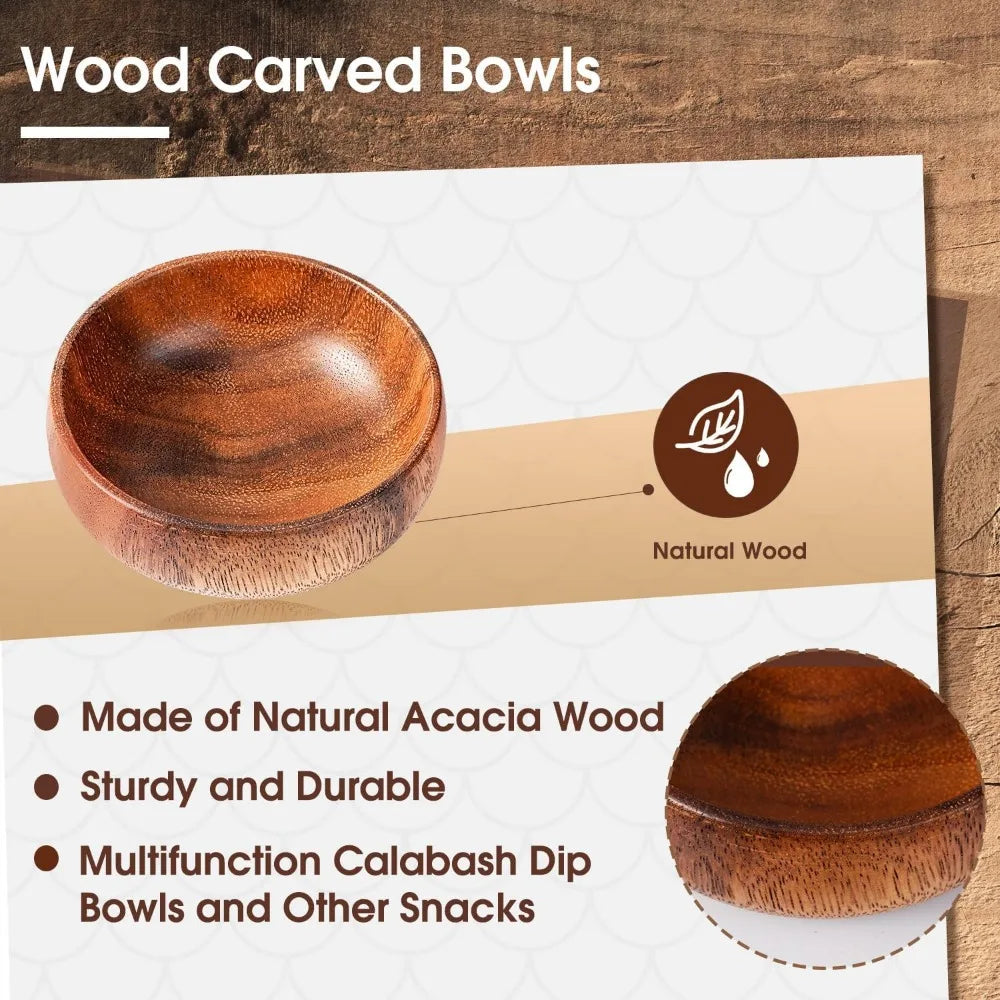 10-Piece Small Acacia Wood Bowls