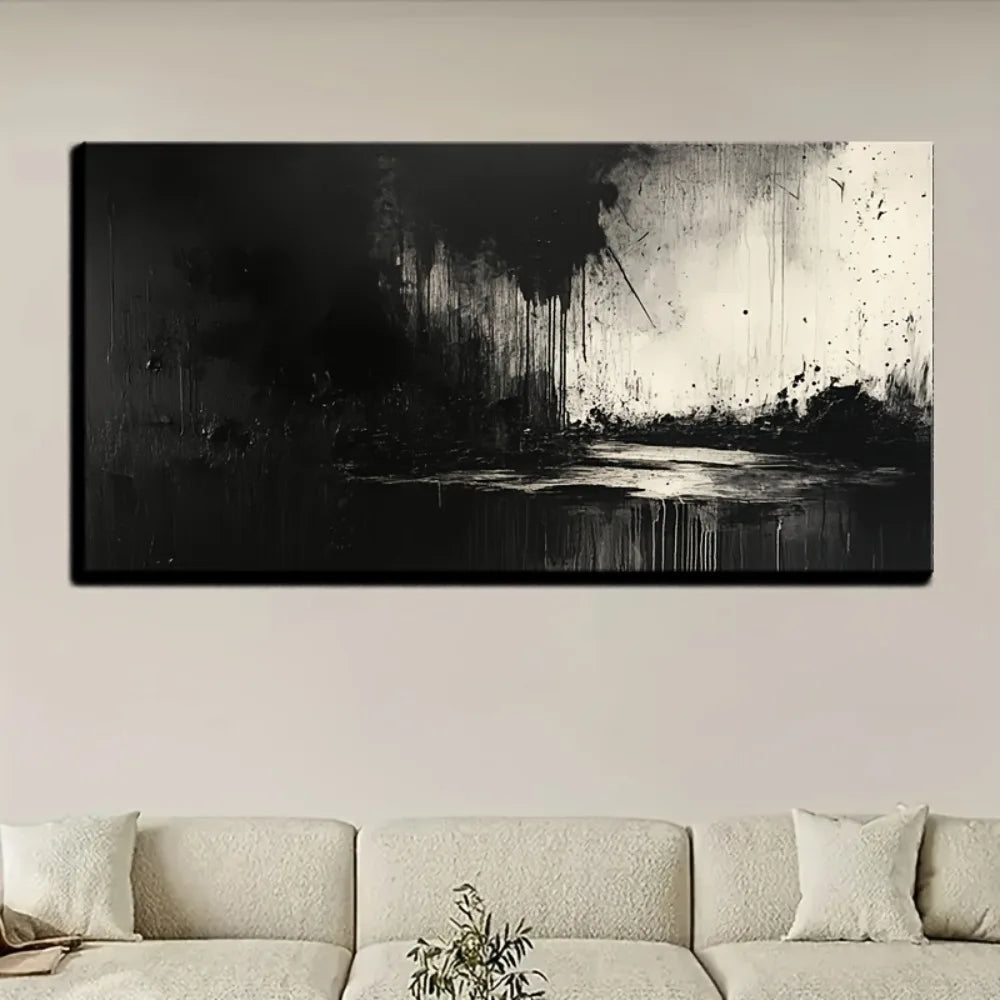 Large Abstract Art on Canvas with Solid Wood Frame