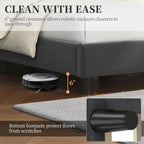 Queen Upholstered Platform Bed Frame with Tufted Headboard