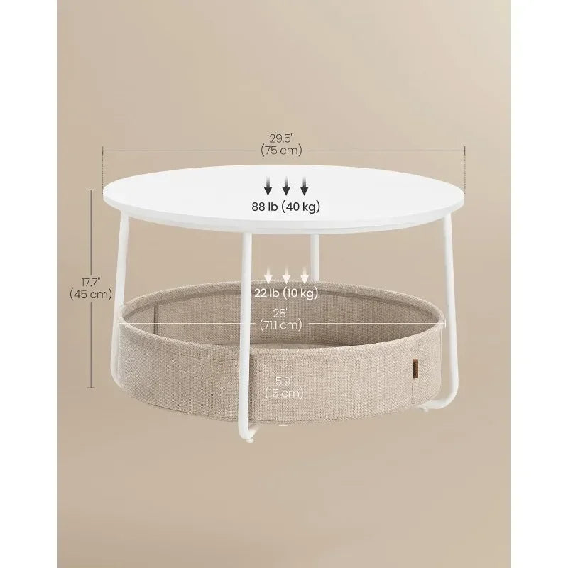 Round Metal Coffee Table with Storage