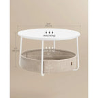 Round Metal Coffee Table with Storage