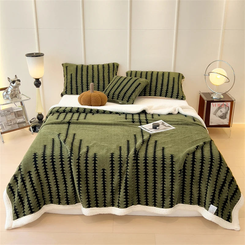 Cozy Plush Fleece Blanket with Spruce Design