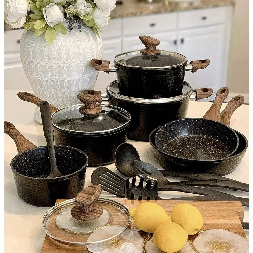 15 Pc Hammered Nonstick Cookware Set
