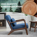 Mid-Century Modern Armchair with Solid Wood Frame and Cushion