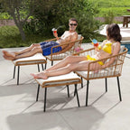 5 Pc Outdoor Wicker Seats with Ottomans and Side Table
