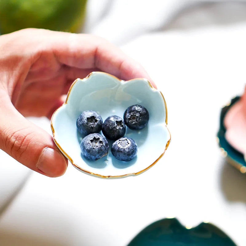 Japanese Sakura Ceramic Dish
 Cherry Blossom Kawaii Plate Sauce Dish Flower Bowl for Kitchen Sauce Vinegar Dishes